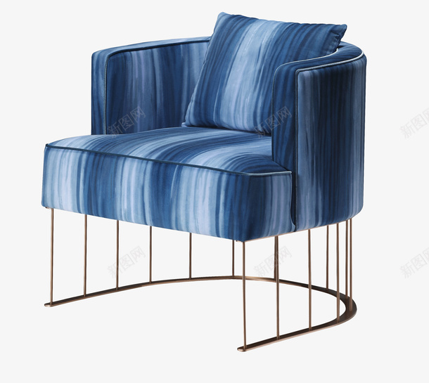 蓝色格调的沙发png免抠素材_88icon https://88icon.com 创意 沙发 花纹 蓝色