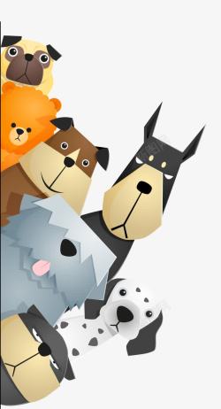 家族可爱的小狗家族卡通插画高清图片