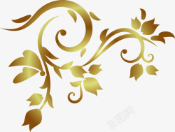 异国情调的黄金花卉的装饰品矢量图素材
