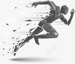 活跃灰色奔跑黑灰色手绘奔跑的人高清图片