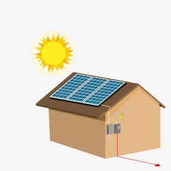 自色能源房顶上的太阳能光伏发电板高清图片