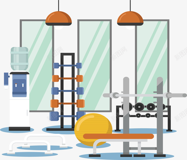 专业健身运动中心矢量图ai免抠素材_88icon https://88icon.com 健身中心 健身房 矢量png 矢量图 运动 运动中心 运动仪器 运动器材