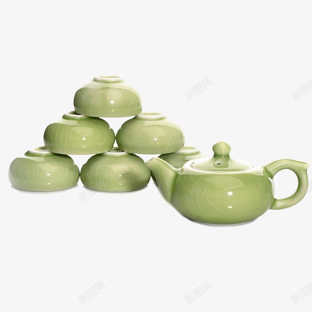 功夫茶具套装梅子青开裂png免抠素材_88icon https://88icon.com 产品实物 套装 茶具 陶瓷