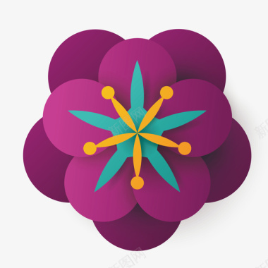 植物紫色花朵卡通图标图标