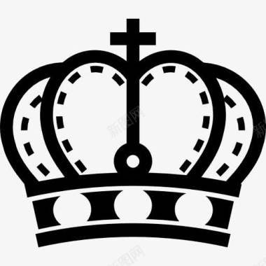 皇室皇冠交叉和宝石钉图标图标
