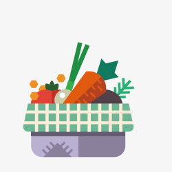 菜市卡通简洁一篮子的蔬菜高清图片