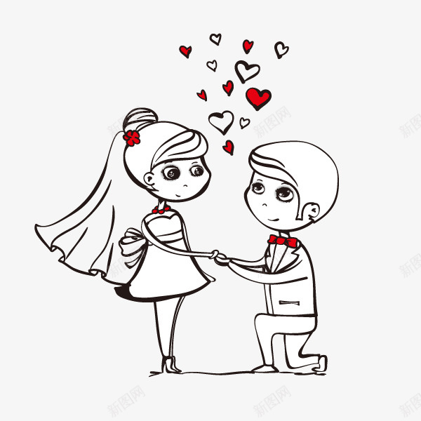 新郎向新娘求婚简笔画png免抠素材_88icon https://88icon.com 单脚跪地 单膝跪地 幸福的 新娘 新郎 求婚 简笔画 钻戒