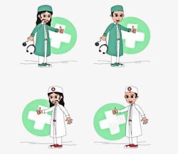 四款卡通家庭医生漫画素材