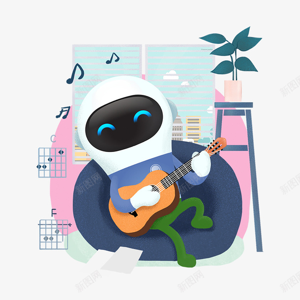 弹琴的mocpng免抠素材_88icon https://88icon.com 天赋 弹琴 情调 机器人 爱好 生活 音乐