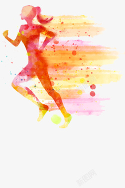 炫彩人物插图跑步马拉松的女孩素材