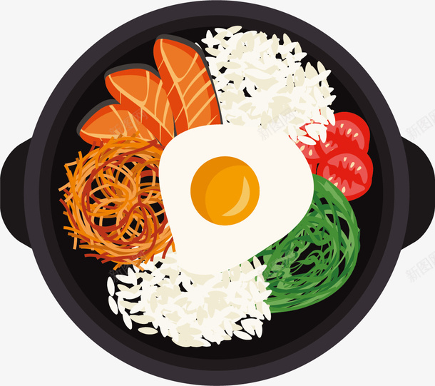 铁盘卡通拌饭矢量图ai免抠素材_88icon https://88icon.com 亚洲食物 卡通风格 拌饭 矢量食物 石锅拌饭 铁盘 食物 矢量图