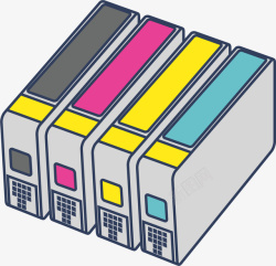 立体彩色墨盒矢量图素材