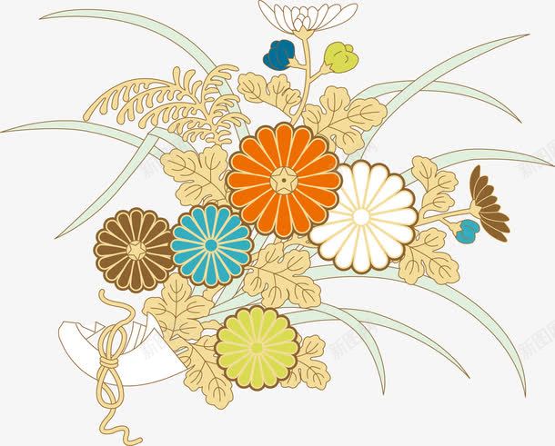 浮世绘风格花卉png免抠素材_88icon https://88icon.com 扁平化 日式浮世绘 日本浮世绘 日本风格 花卉 花朵