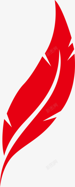 红色弯曲招摇的羽毛矢量图素材