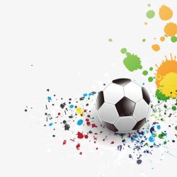 足球宣传彩色泼漆地上的足球高清图片