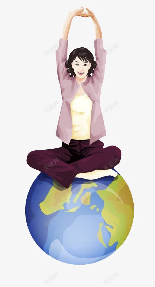 坐在地球上伸懒腰的女人png免抠素材_88icon https://88icon.com 伸懒腰 伸腰 地球 女人 手绘