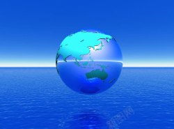 纸张上的地球模型图片海面上的蓝色地球模型高清图片