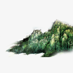 淡雅典雅绿色系山水墨画素材