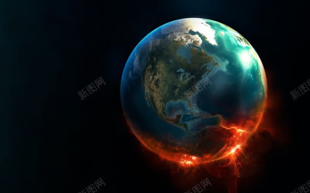 火红色的地球电商海报背景