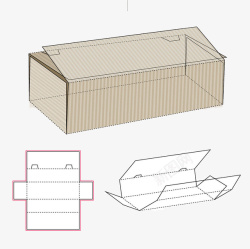 折叠立体立体长方形包装结构高清图片