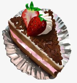 手绘巧克力草莓蛋糕素材