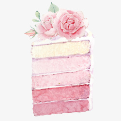 彩虹蛋糕手绘水彩多层三角蛋糕高清图片