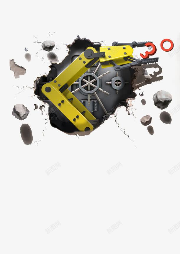 机械维修png免抠素材_88icon https://88icon.com 机械手臂 石头 破墙而出 红色 维修 维护中 黄色的