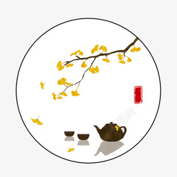 秋天的银杏树二十四节气中国风银杏树高清图片