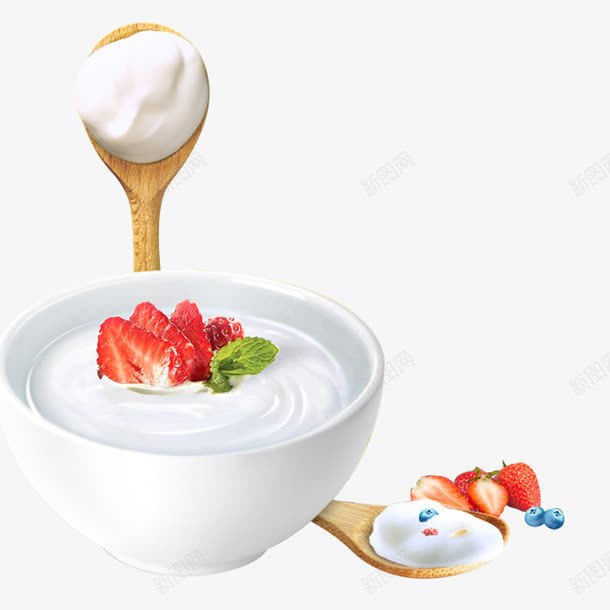 草莓酸奶png免抠素材_88icon https://88icon.com 免扣素材 勺子 牛奶素材 草莓酸奶