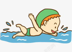 卡通分子结构式游泳的孩子高清图片