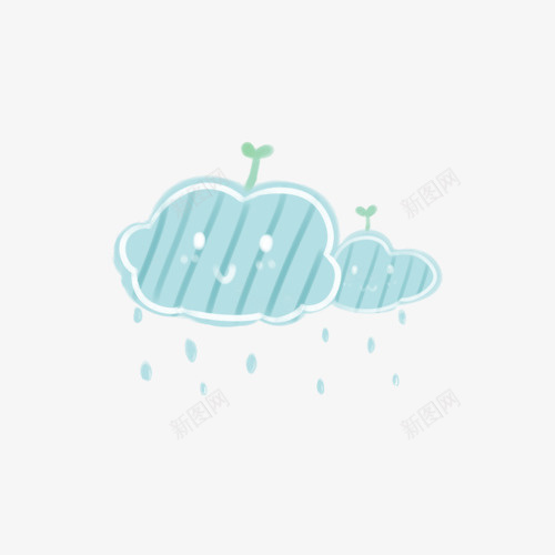 哭泣的云朵png免抠素材_88icon https://88icon.com 下雨的云 哭泣的云朵 天气标志 插图 绿豆芽