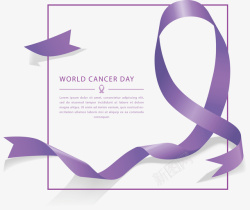 癌症丝带飘逸的紫色丝带癌症日矢量图高清图片