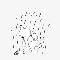 下雨小孩子图像颓废淋雨而归高清图片