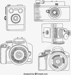 复古画绘画老式相机摄像机矢量图素材