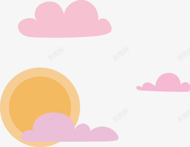 粉红色的云朵和太阳矢量图ai免抠素材_88icon https://88icon.com 云彩 云朵 太阳 粉红色的云 粉色 粉色的云 矢量图