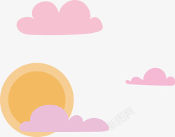 粉红色的云朵和太阳矢量图素材