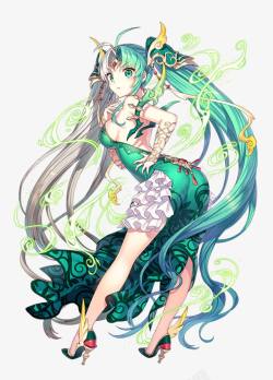 初音西双马尾少女素材