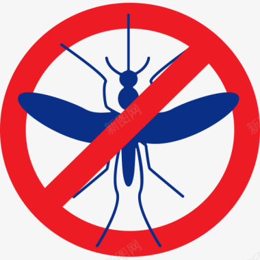 奇卡病毒简约红色禁止蚊子传染病毒图标设图标