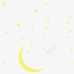 黄色卡通手绘星星月亮素材