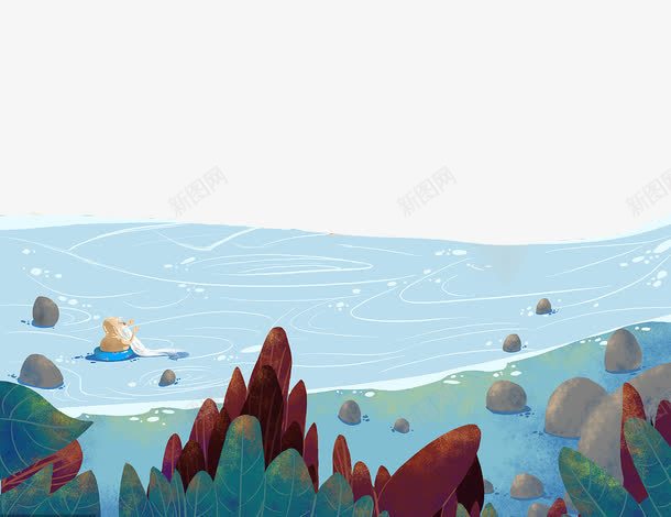 手绘海洋海底生物png免抠素材_88icon https://88icon.com 卡通礁石 手绘 海水 海洋 海面 珊瑚礁 石头 礁石 蓝色