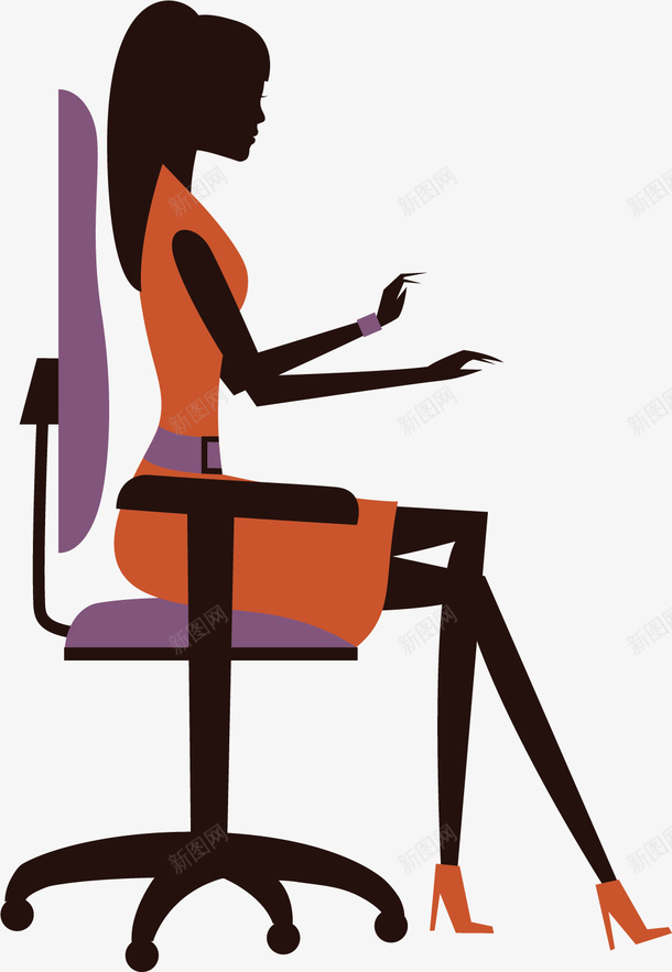 坐在电脑椅上的非洲女孩矢量图ai免抠素材_88icon https://88icon.com 女孩 手势 椅子 矢量图 苗条的女生 身材好 长发 非洲