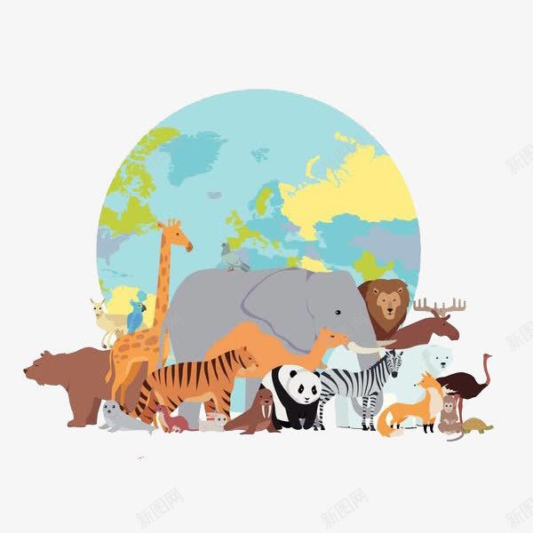 地球前面的动物群png免抠素材_88icon https://88icon.com 动物 动物园 动物王国 动物群 卡通 地球 插画 森林物种 物种 群体 野生