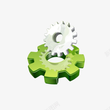立体城堡绿色质感齿轮图标图标