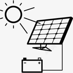 太阳能技术充电电池与太阳能电池板图标高清图片