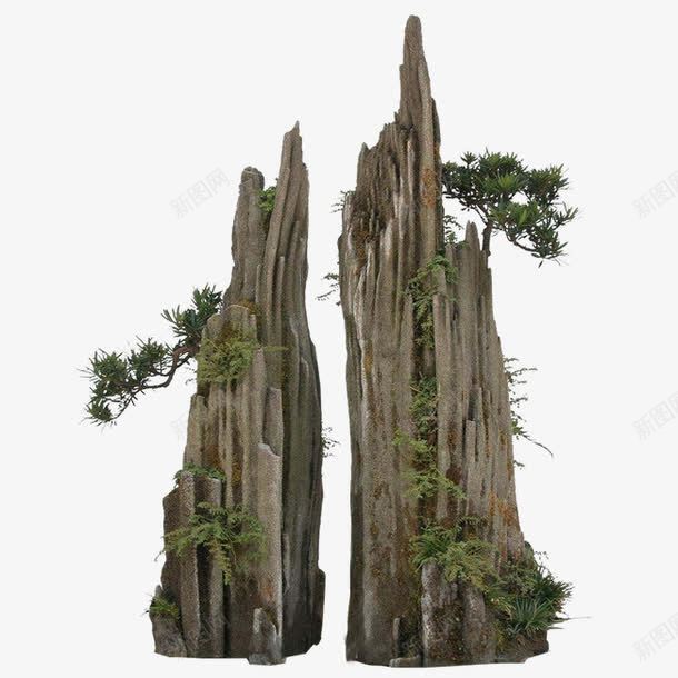 峻峭假山png免抠素材_88icon https://88icon.com 假山 峻峭 悬崖峭壁 悬崖边 松树