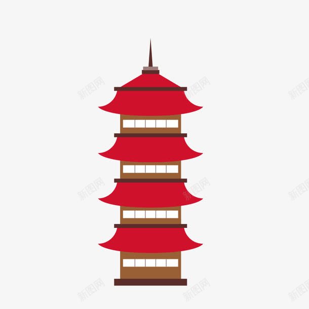 建筑塔png免抠素材_88icon https://88icon.com 宝塔 建筑图 红色 阁楼