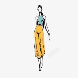 手绘服装礼服模特女性腰部素材