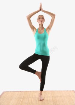养生瑜伽瑜伽健身的欧美女士高清图片