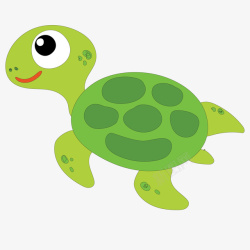 四肢绿色的卡通海龟矢量图高清图片