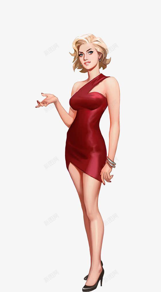 欧美金发女生png免抠素材_88icon https://88icon.com 女人 性感女人 成熟女人 欧美女生插画 短发 红裙女人